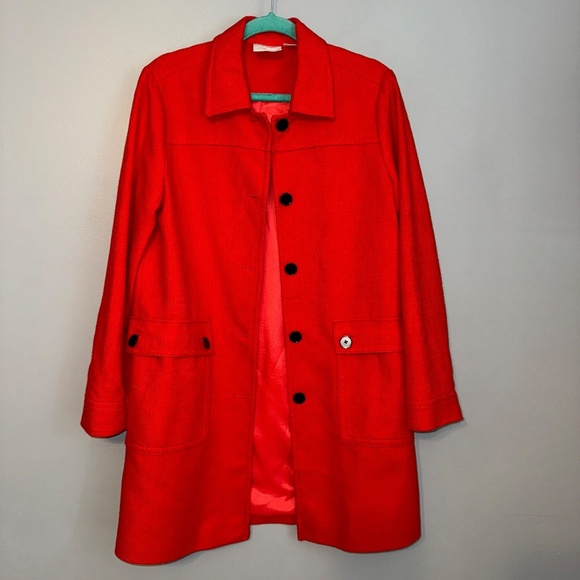 EUC Anthropologie Maeve Textured Peacoat Pea Coat Jacket Red Size 8 - Picture 7 of 15